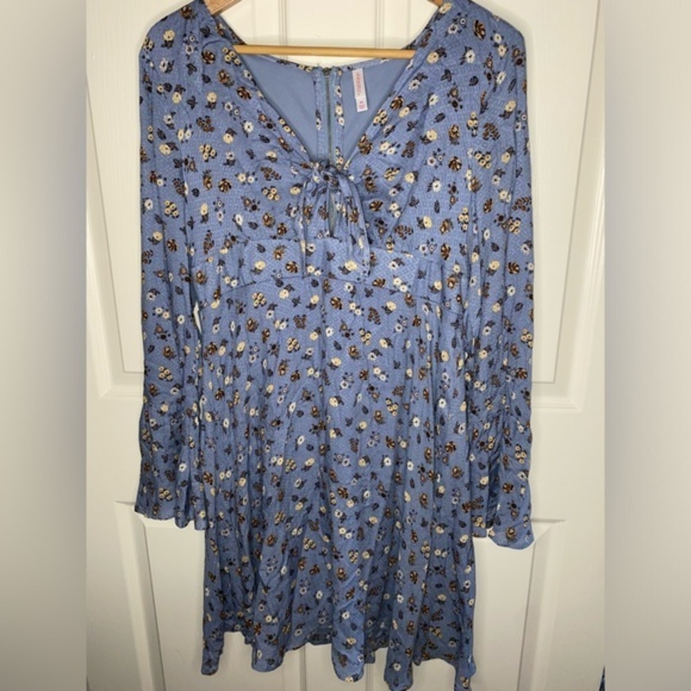 Xhilaration Blue Floral Long Sleeve Dress, Cottagecore